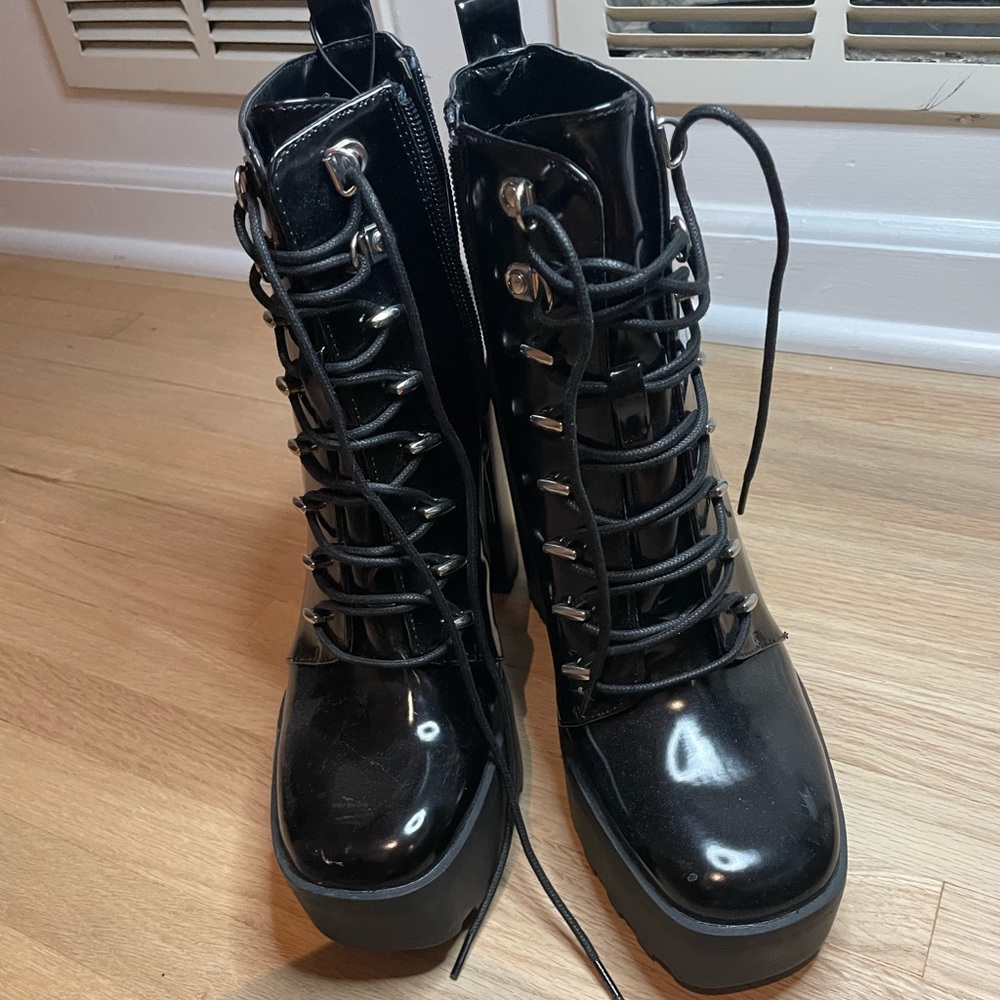 Zara black high heel boots